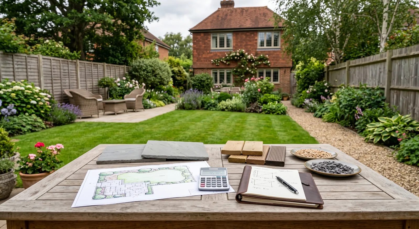 Garden landscaping quote being prepared for a Surrey garden