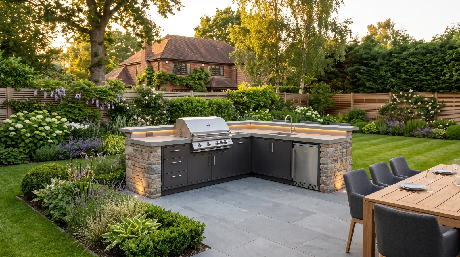 Bespoke outdoor kitchen in a Surrey garden